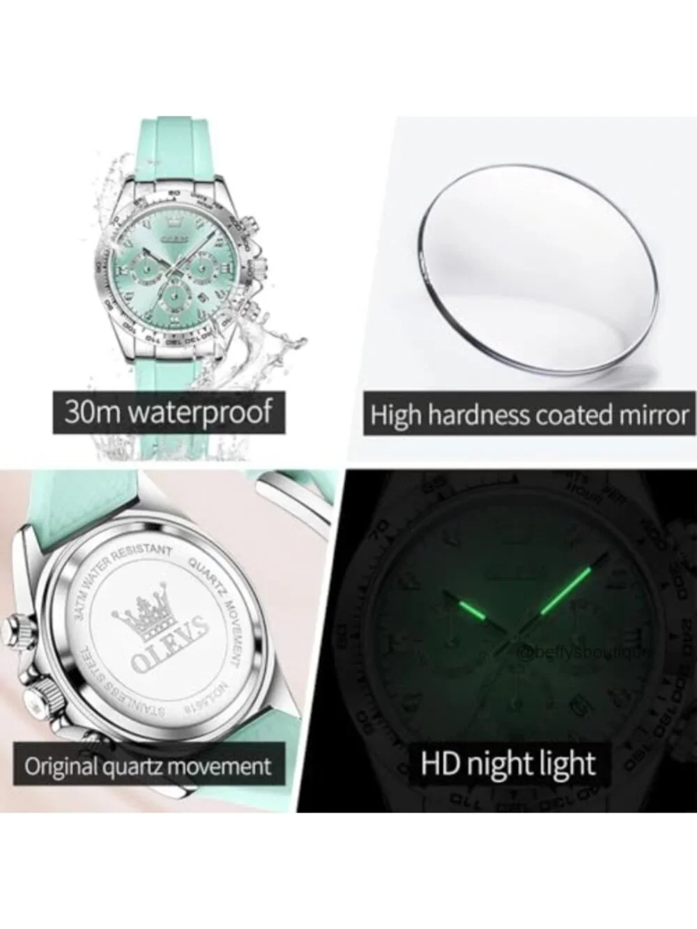 Luxury Diamond Stainless Steel Bracelet Women's Watch Waterproof Chronograph